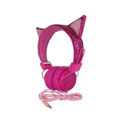 Fone Ouvido Headphone Orelha De Gato C/Glitter ZAT251 Rosa