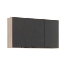 Armário Aéreo Cozinha Modulado Firenze 3 Portas 120cm Avena/Grafito - Demóbile