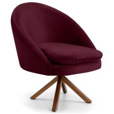 Poltrona Decorativa Sala De Estar Base Giromad Madeira Rafa B-278 Veludo Marsala - Domi