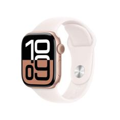 Apple Watch Series 10 GPS + Cellular • Caixa cor de ouro rosa de alumínio – 42 mm • Pulseira esportiva blush-clara – M/G