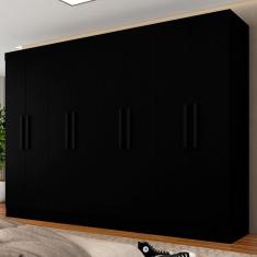 Guarda Roupa Casal Mariah 8 Portas Preto Fosco - Moveis Arapongas
