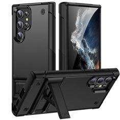 Capa de armadura à prova de choque para Samsung Galaxy S22 Ultra S23 S22 Plus S21 FE S20 A53 A73 A33 A12 Híbrida Rugged PC Silicon Phone Cover, Black, For Galaxy A22 5G