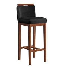 Conjunto 4 Banquetas Baixa em Madeira Maciça Libéria Ccs Interiores Pinhão/preto