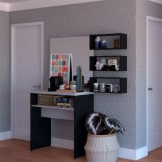 Conjunto de Aparador e 3 Nichos Balin Preto e Cinza Cristal