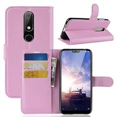 Capa para NOKIA X6 Carteira de Couro Flip Capa para NOKIA X6 Capa de Proteção de Telefone Capa com Design Simplificado