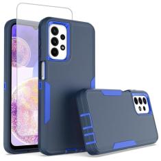 Zoeirc Capa para Galaxy A23, Samsung A23 SM-A235M com protetor de tela de vidro temperado, suporte de camada dupla híbrida, suporte magnético para carro, proteção à prova de quedas para Samsung Galaxy