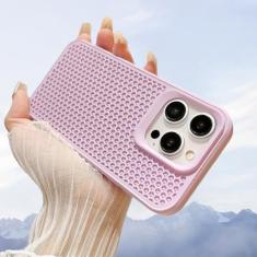 Capa de telefone luxuosa de malha respirável com dissipação de calor para iPhone 15 14 Plus 13 12 11 Pro Max, à prova de choque, capa traseira rígida, roxa, para iPhone 13
