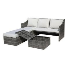 Sofá Modular Vime Ratan 3 Lugares + 2 Mesa Bau Apoio 4 Peças - Just Ho