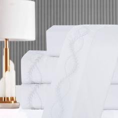 Jogo Lençol Queen Amore Bordado 4 pç Branco