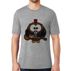 Camiseta Coruja Rock Guitarra - Foca na Moda, Cinza, GGG