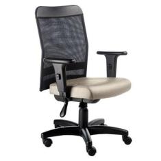 Cadeira Digitador  com Braços Linha Tela Mesh Bege - Design Office Móv