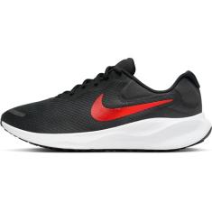 Nike Tênis de corrida masculino Revolution 7, Preto/Branco/Vermelho Universitário, 43 BR