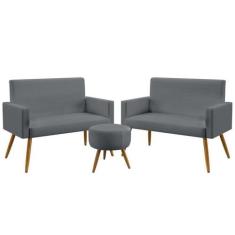 Kit 2 Poltronas Namoradeiras Decorativas Estofadas Para Sala De Estar 