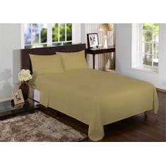 Jogo Lençol Viúva 4 Peças (2,03x1,20x25cm) 180 Fios Bainha Liso Caqui 