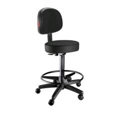 Cadeira mocho caixa alta com rodinhas corano Preto - Sintonia Flex