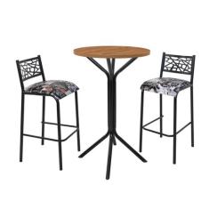 Conjunto bistro ciplafe dani 2 banquetas alta tubo preto fosco com tam