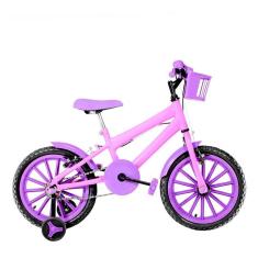 Bicicleta Infantil Feminina Aro 16 Nylon Rosa e Lilás