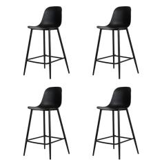 Kit 4 Banquetas Altas Miami Abi Fratini 101,50 cm (altura) Polipropileno Preto Base em Aço Pintado