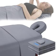 2 conjuntos de lençóis de microfibra para mesa de massagem, 3 peças, capa de cama de massagem macia, sem rugas, inclui lençol com elástico de massagem, lençóis de massagem e capa de berço facial para