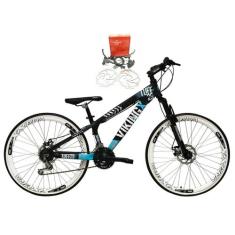 Bicicleta Aro 26 Vikingx Tuff Preto/Azul 21v Alumínio Freio Hidráulico