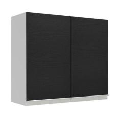 Armário Aéreo 70 Cm 2 Portas Branco/Preto - MADESA