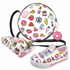 Kit Infantil Bolsa, Tênis e Estojo Stickers Redonda, Magicc Kids