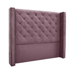 Cabeceira Cama Box Queen 160cm e Recamier Vicenza Veludo Uva S04 - D`Rossi