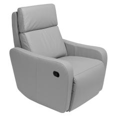 Poltrona Decorativa Reclinável Manual Moroni Couro Cinza