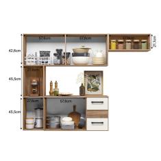 Armario Cozinha 7 Portas E 2 Gavetas Juliete Carvalho Rustico/off White Cristal