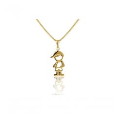 Colar Com Pingente De Menino Folheado Em Ouro 18k