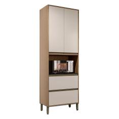 Paneleiro Duplo Torre Quente 100% MDF 2 Portas 2 Gavetas 70x58,5 cm Vitória Carvalho/Off White Rimo