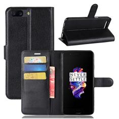 Capa carteira para OnePlus 5, capa carteira flip de couro PU premium com compartimento para cartão, suporte e fecho magnético [capa interna de TPU à prova de choque] Compatível com OnePlus 5