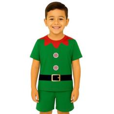 Conjunto Infantil Fantasia Natal Ajudante de Papai Noel Duende Camiset