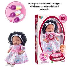Boneca 45cm Tipo Reborn Negra Fala Frases + Mamadeira Mágica - Milk Br