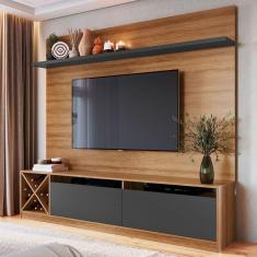 Rack Com Painel Para Tv Até 50 Polegadas 2 Portas  Montana/grafite 2023 - Quditá Móveis