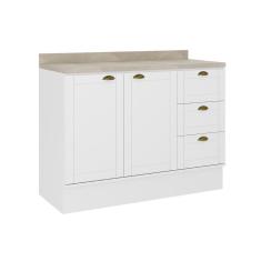 Balcão De Cozinha Bella 2608 2 Portas E 3 Gavetas S-tampo 120cm Branco - Carraro