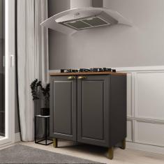 Balcão de Cozinha 80cm 2 Portas Roma Preto