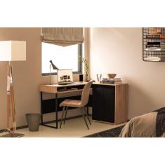 Escrivaninha em L 133,5x101,6cm 2 Portas Chicago Aveiro/Preto