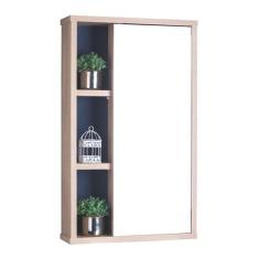 Armário com Espelho para Banheiro Milano Carvalho e Azul Marinho