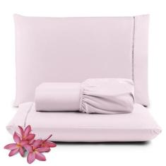 Jogo Cama Lençol Unique Casal Padrão 400 Fios - Rosa - Casa Scarpa