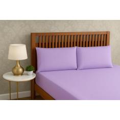 Lençol cama Casal 400 Fios 3 Peças 100% algodao com elastico - Rafalor