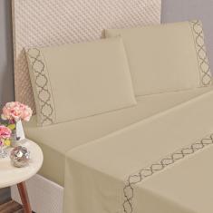 Jogo Cama Lençol Santoro Queen 4 Peças Cáqui