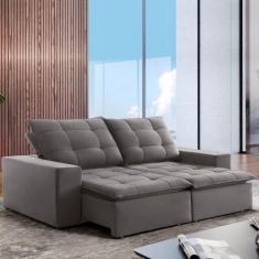 Sofá 4 Lugares Paris Retrátil e Reclinável Super Pilow 230cm Cinza - C