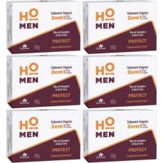 6UN Sabonete Corpo E Barba Antibacteriano HoMen 90g Davene