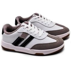 Tênis Infantil Molekinho Vermont Casual Menino - Branco e Cinza - 36-Masculino