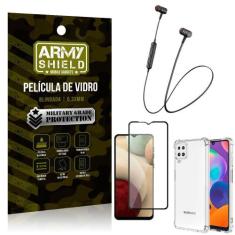 Fone Bluetooth Hs615 Samsung A12+Capa Anti Shock+Película 3D - Armyshi