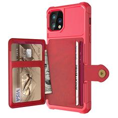 Estojo Carteira de Couro PU de Luxo para iPhone 13 11 12 Pro Max 5G iPhone 12 Mini Estojos Carteira Flip Capa Fivela para iPhone 12, Vermelho, Para iPhone 13 Mini