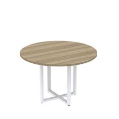 Mesa de Reunião Redonda 100cm MRR1100P25TUB Noce Marromlle/Branco