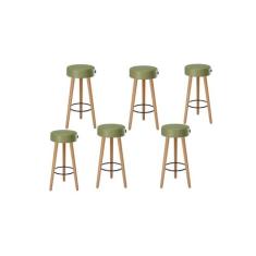 Kit 6 Banquetas Banco Alto Londres material sintético Bar Cozinha Pés 