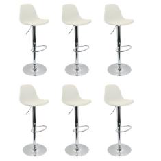 Conjunto 6 Banquetas Joly Eames Base Giratória Branco